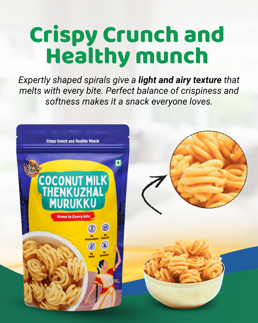 Coconut Milk Murukku, Kutti Thattai & Garlic Murukku Combo Pack of 3