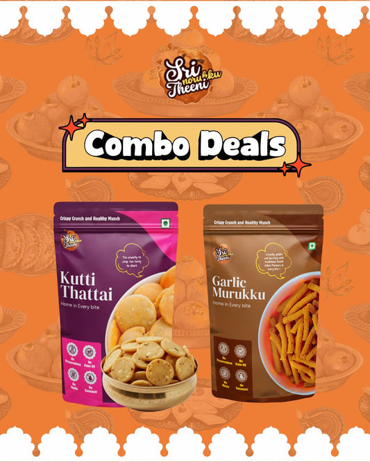 Garlic Murukku & Kutti Thattai Combo Pack of 2 (300g)