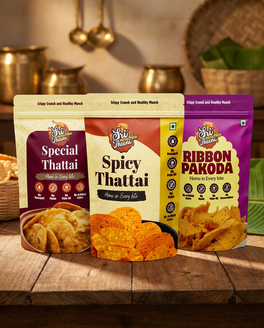 Special Thattai, Ribbon Pakoda & Spicy Thattai Combo Pack of 3 (450g)