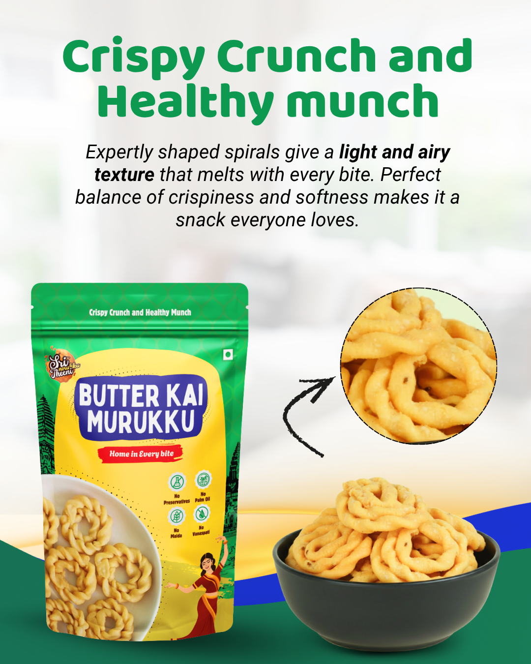 Butter Kai Murukku, Coconut Milk Murukku & Garlic Murukku Combo Pack of 3