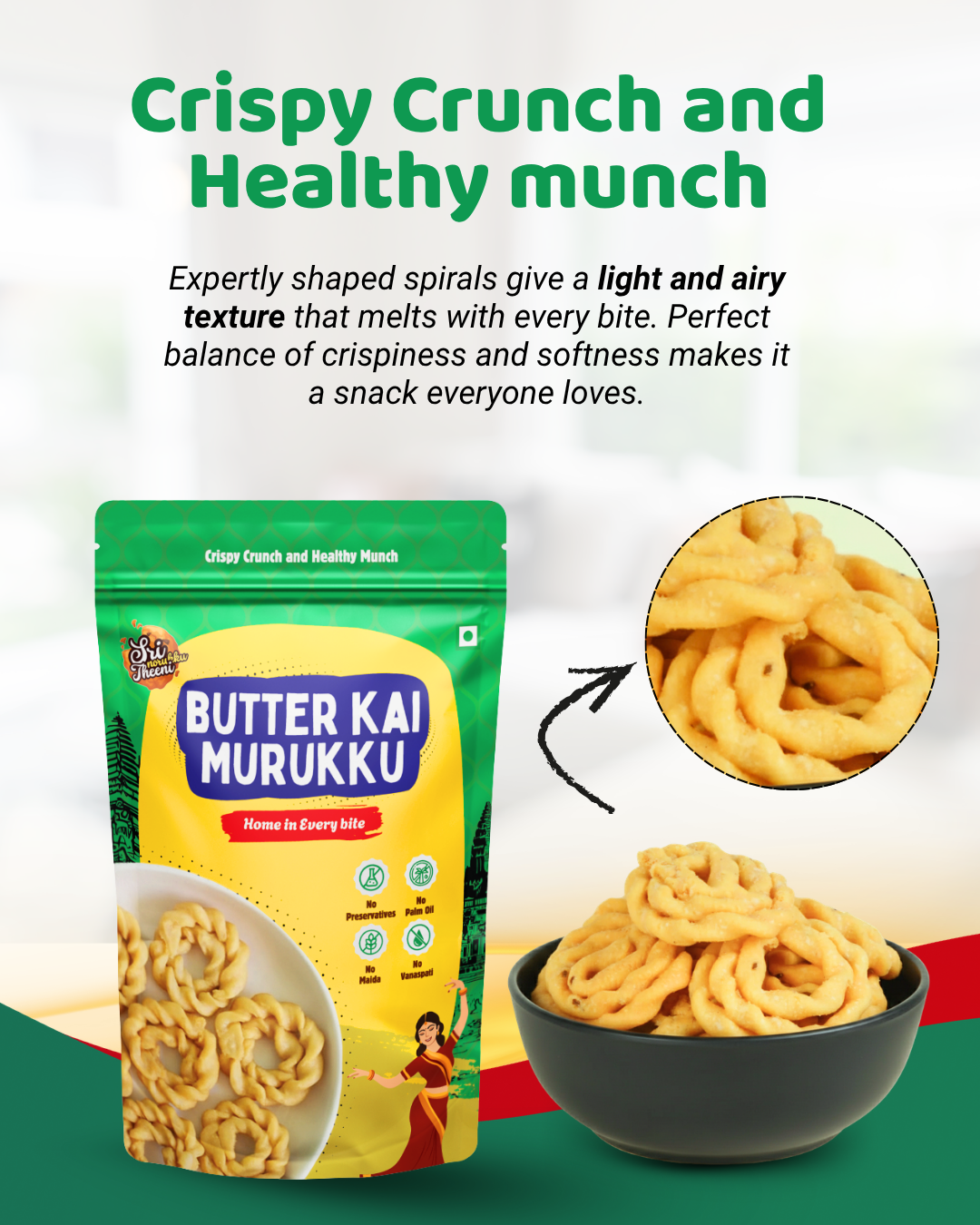 Butter Kai Murukku, Kutti Thattai & Onion Thenkuzhal Murukku Combo Pack of 3
