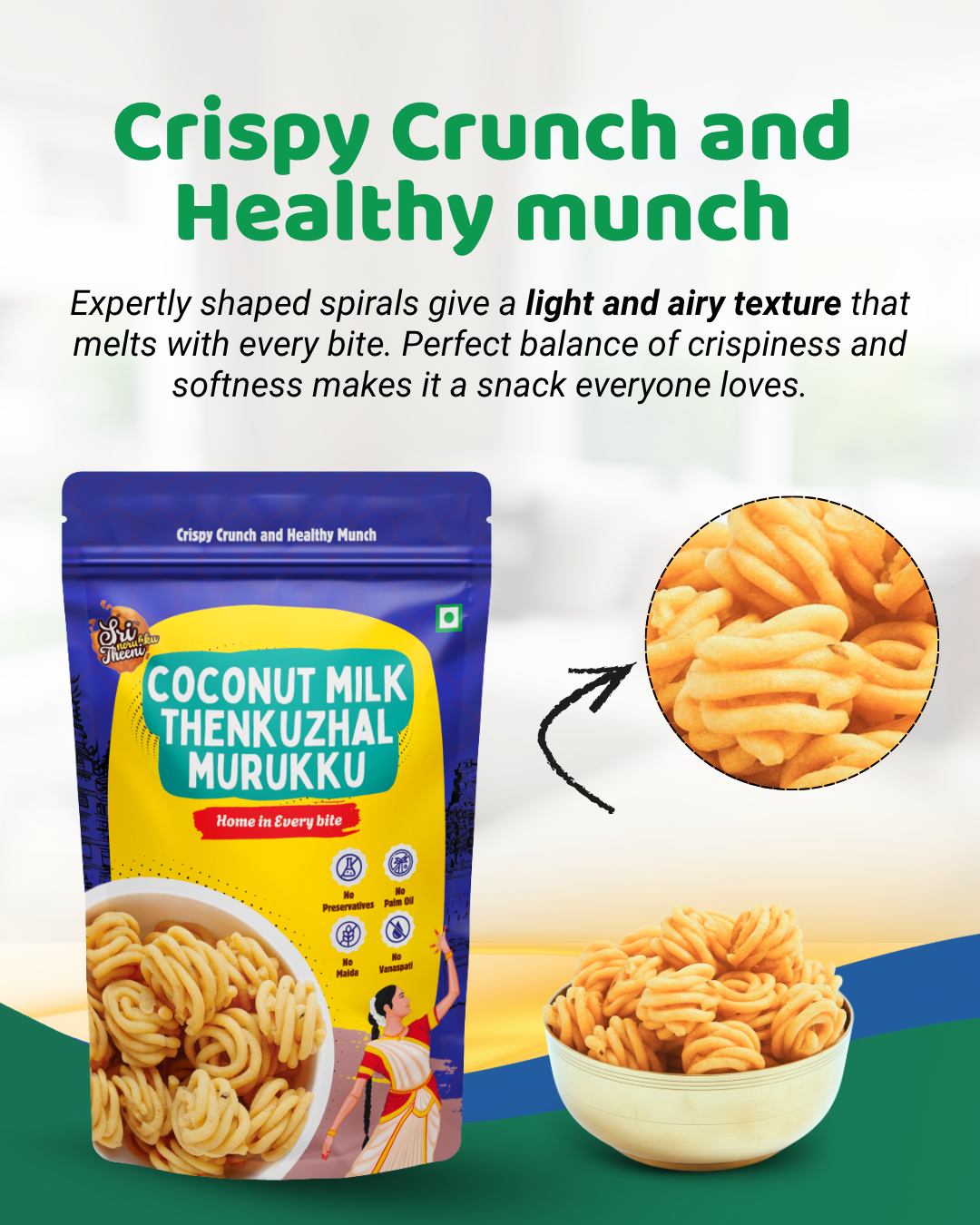 Coconut Milk Murukku, Kutti Thattai & Garlic Murukku Combo Pack of 3