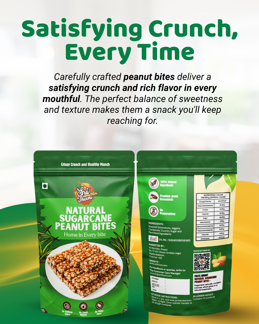 Natural Sugarcane Peanut Bites Pack of 2 – 300g