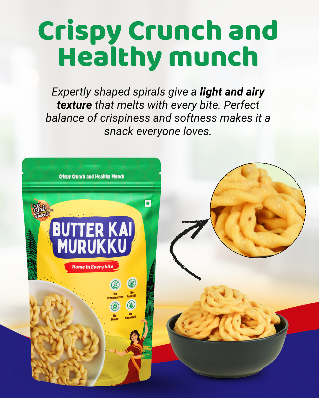 Butter Kai Murukku, Kutti Thattai & Coconut Milk Murukku Combo Pack of 3