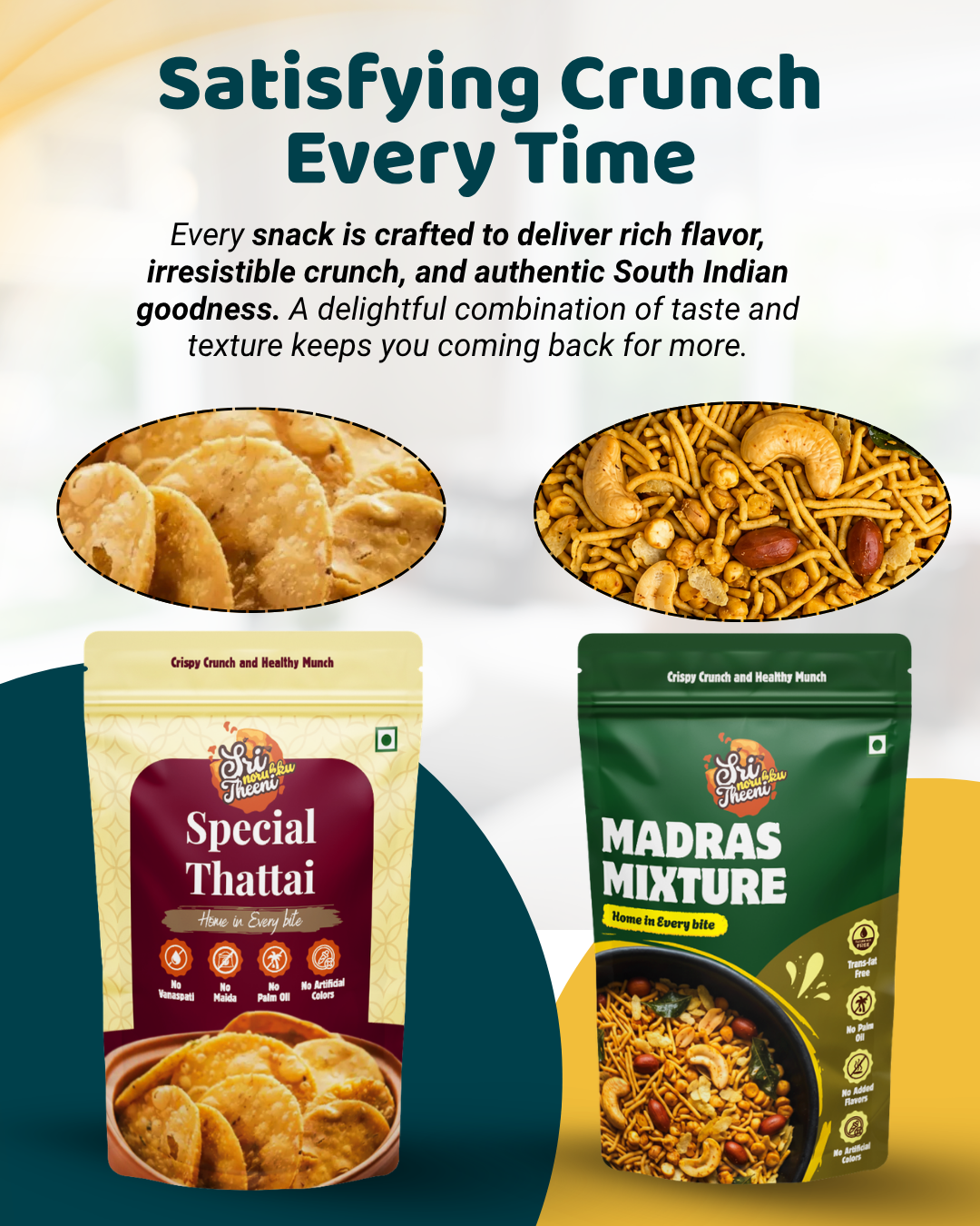 Sri Norukku Theeni Thattai, Mixture & Pakoda Combo Pack of 4 (600g)