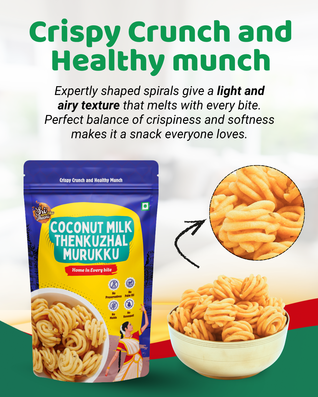 Coconut Milk Murukku, Kutti Thattai & Onion Thenkuzhal Murukku Combo Pack of 3