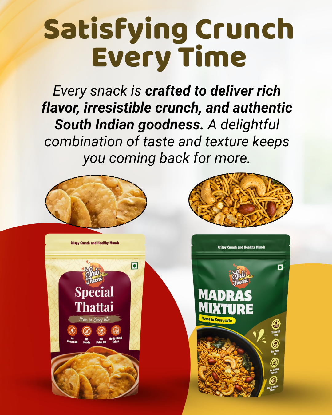 Special Thattai, Madras Mixture & Spicy Thattai Combo Pack of 3 (450g)