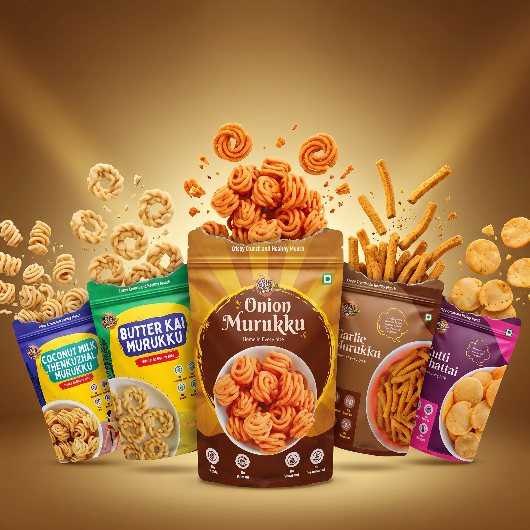 Combo Pack of 5 (750g) with traditional Murukku & Thattai