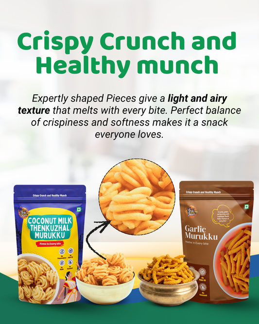 Combo Pack of 8 (1200g) with Traditional Murukku, Seedai & Thattai