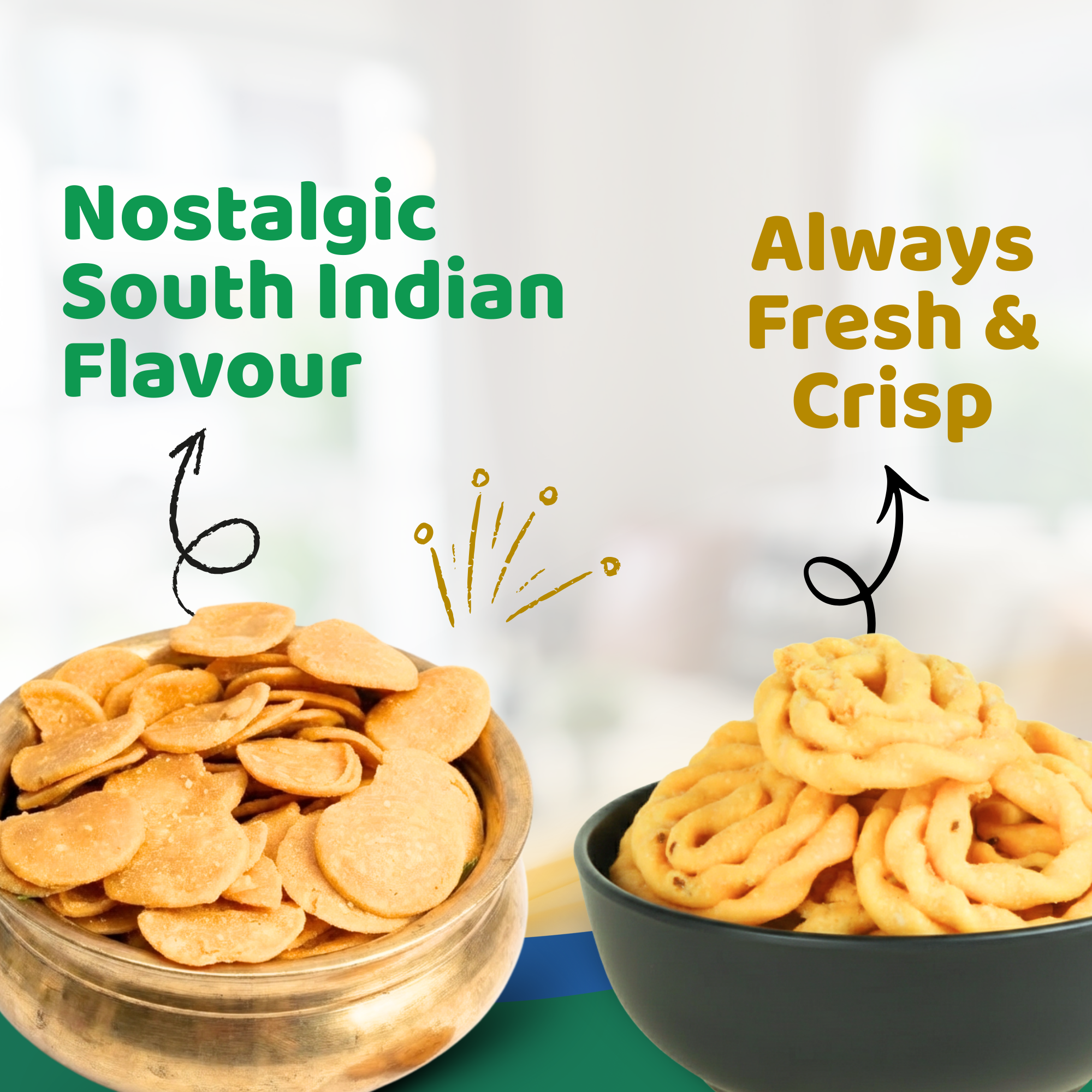 Sri Norukku Theeni Murukku Snacks Combo Pack of 4 (200g) – South Indian Snacks Variety | Coconut Milk Thenkuzhal, Onion Murukku, Garlic Murukku, Kutti Thattai | No Maida | No Preservatives