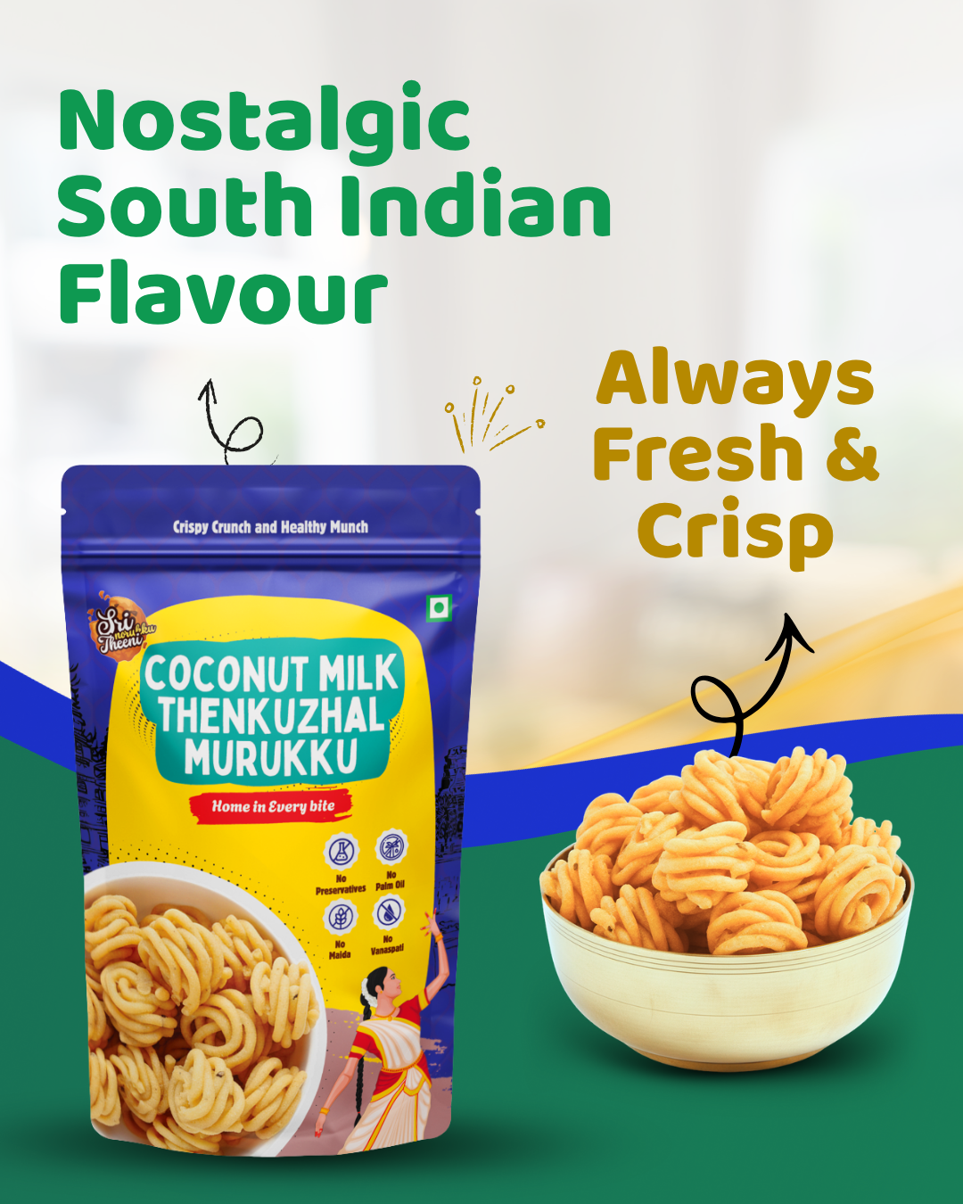 Butter Kai Murukku, Coconut Milk Murukku & Garlic Murukku Combo Pack of 3