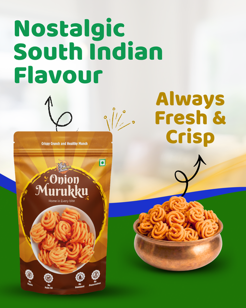 Butter Kai Murukku, Onion Thenkuzhal Murukku & Garlic Murukku Combo Pack of 3