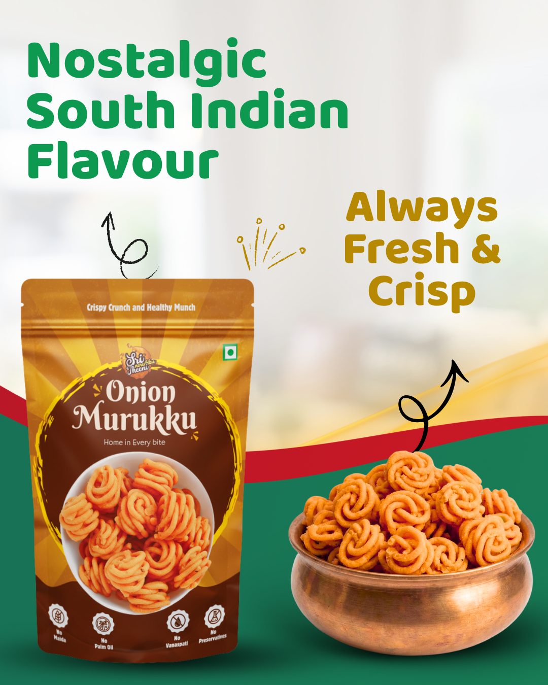 Coconut Milk Murukku, Kutti Thattai & Onion Thenkuzhal Murukku Combo Pack of 3