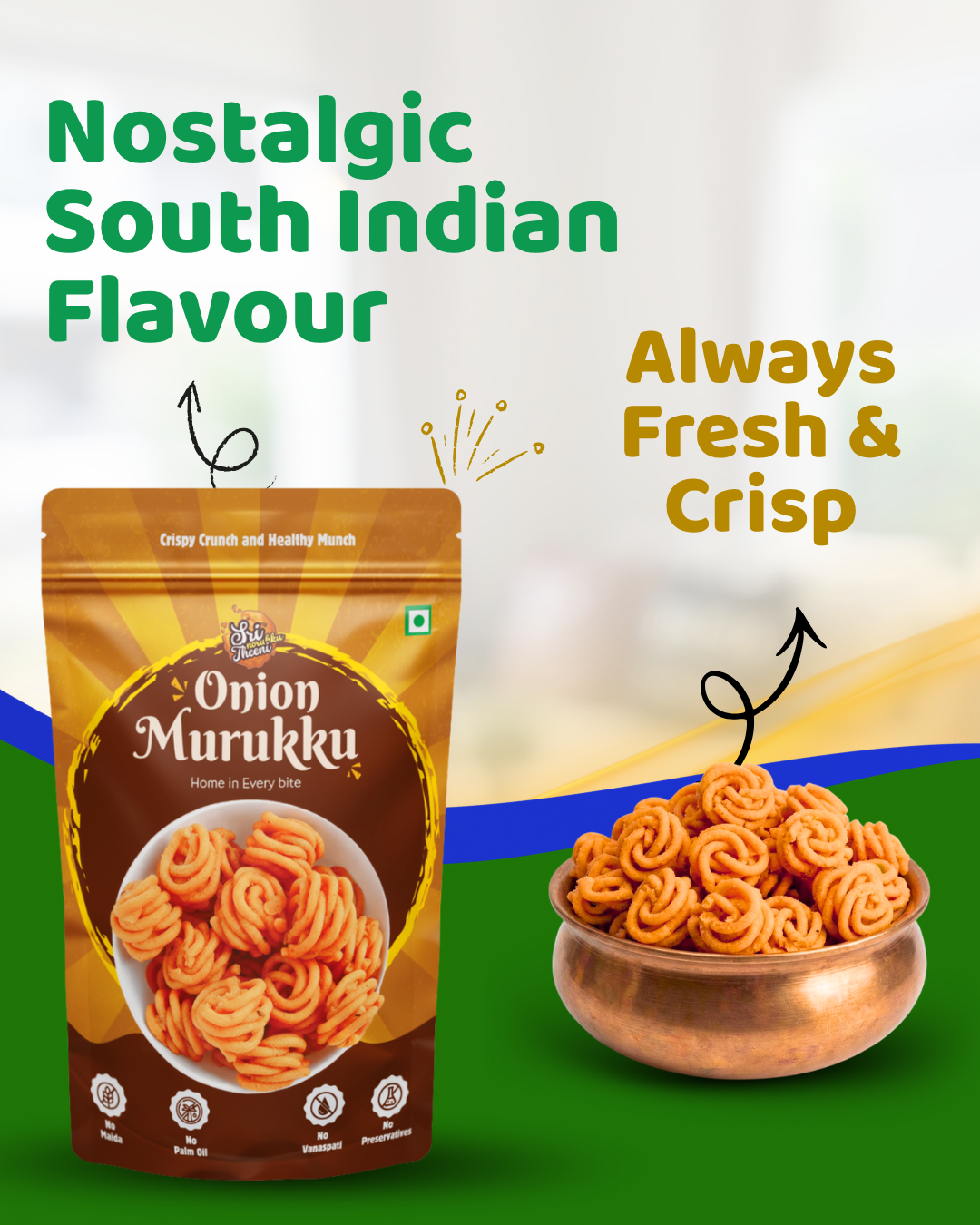 Coconut Milk Murukku, Onion Thenkuzhal Murukku & Garlic Murukku Combo Pack of 3