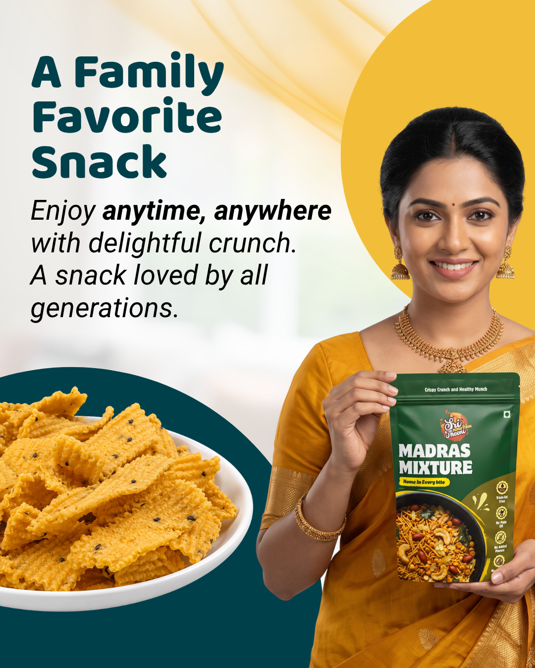 Sri Norukku Theeni Thattai, Mixture & Pakoda Combo Pack of 4 (600g)