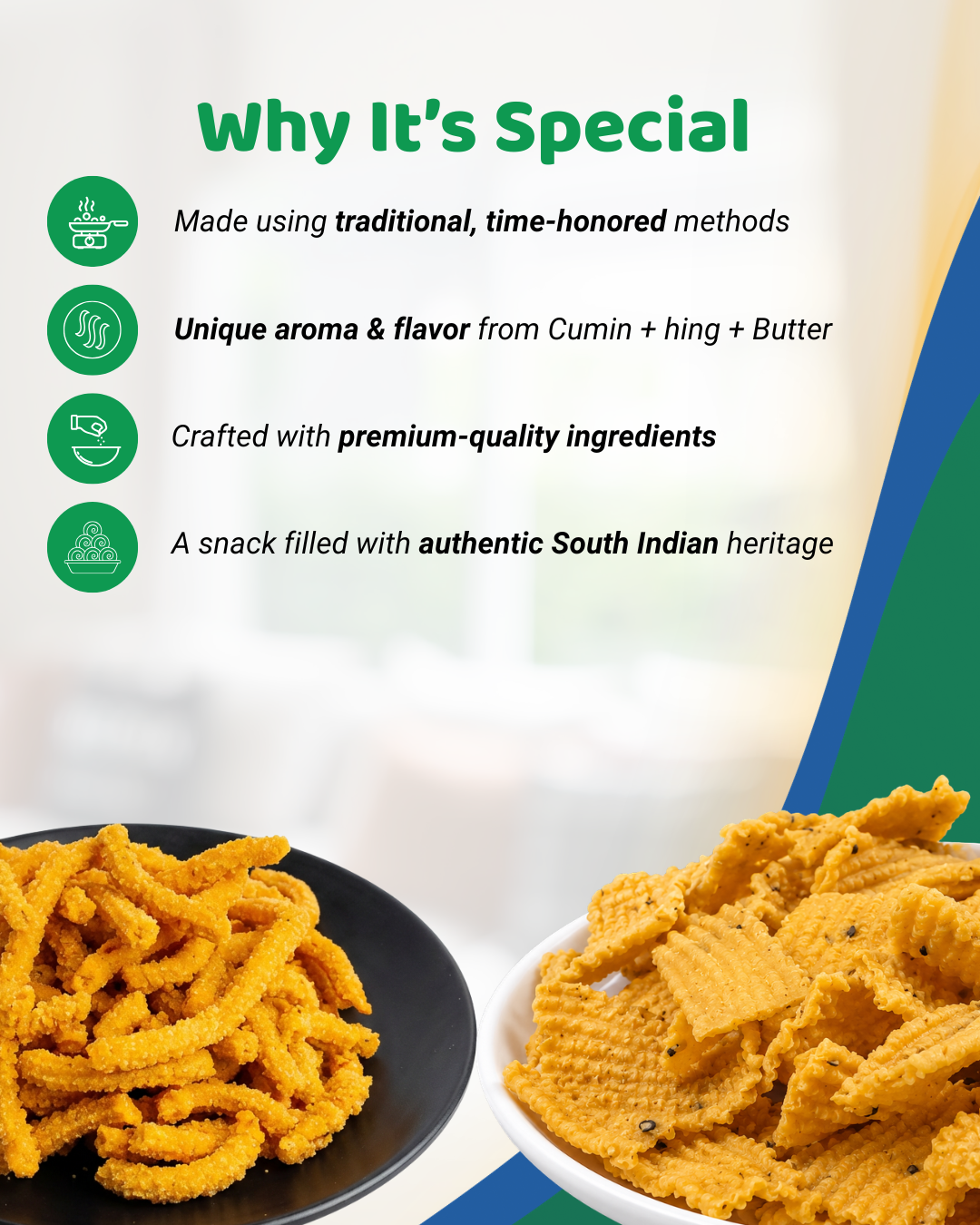 Combo Pack of 10 (1500g) with Traditional Murukku, Seedai, Thattai & Ribbon Pakoda