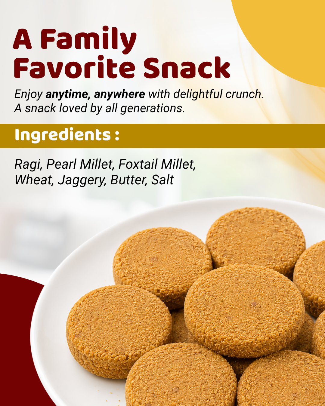 Sri Norukku Theeni Sweet & Salty Millet Cookies with Jaggery 150g - Pack of 2