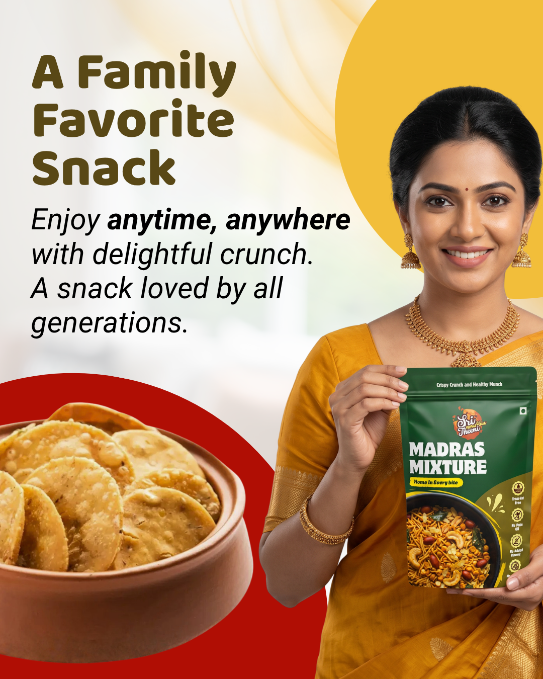 Special Thattai, Madras Mixture & Spicy Thattai Combo Pack of 3 (450g)