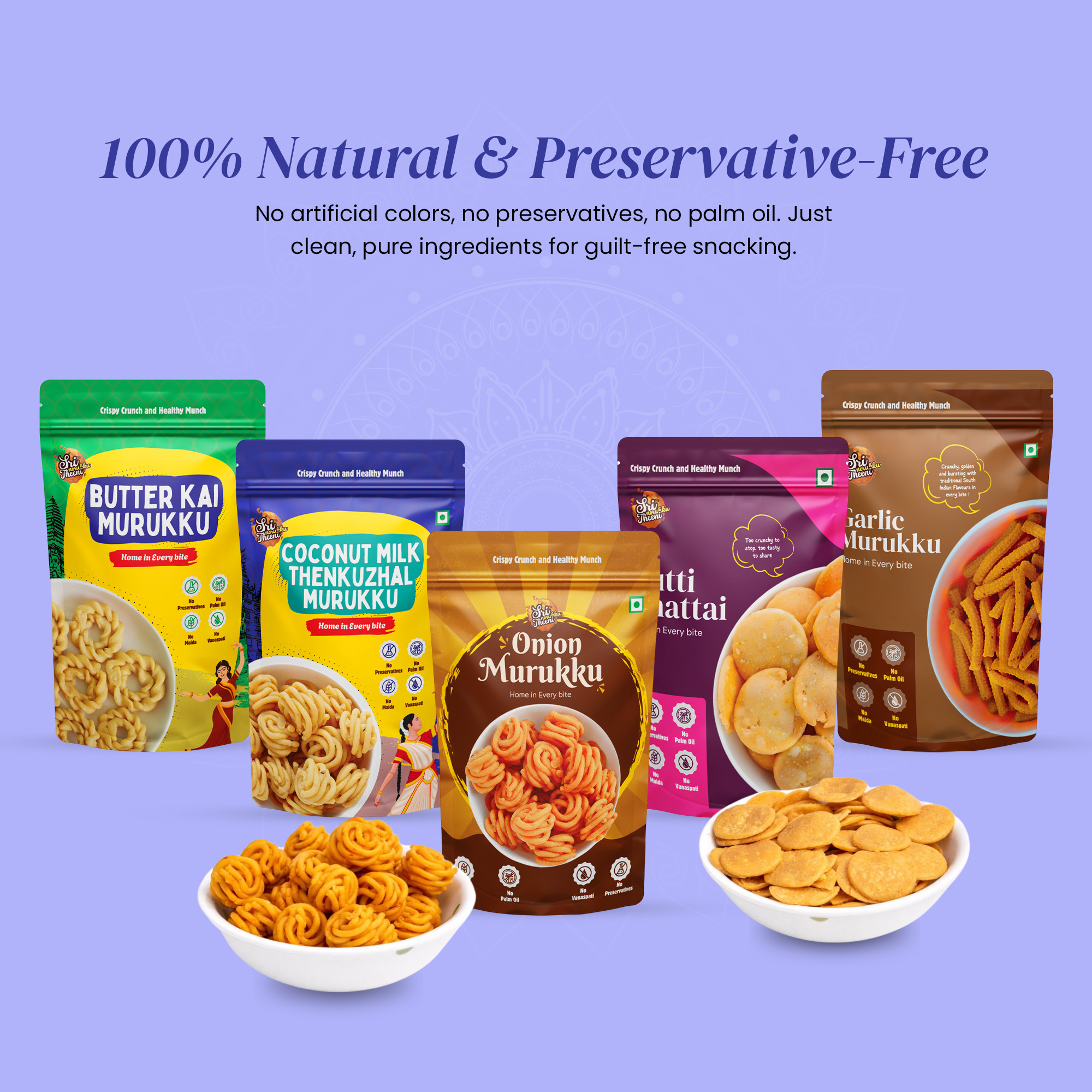Combo Pack of 5 (750g) with traditional Murukku & Thattai