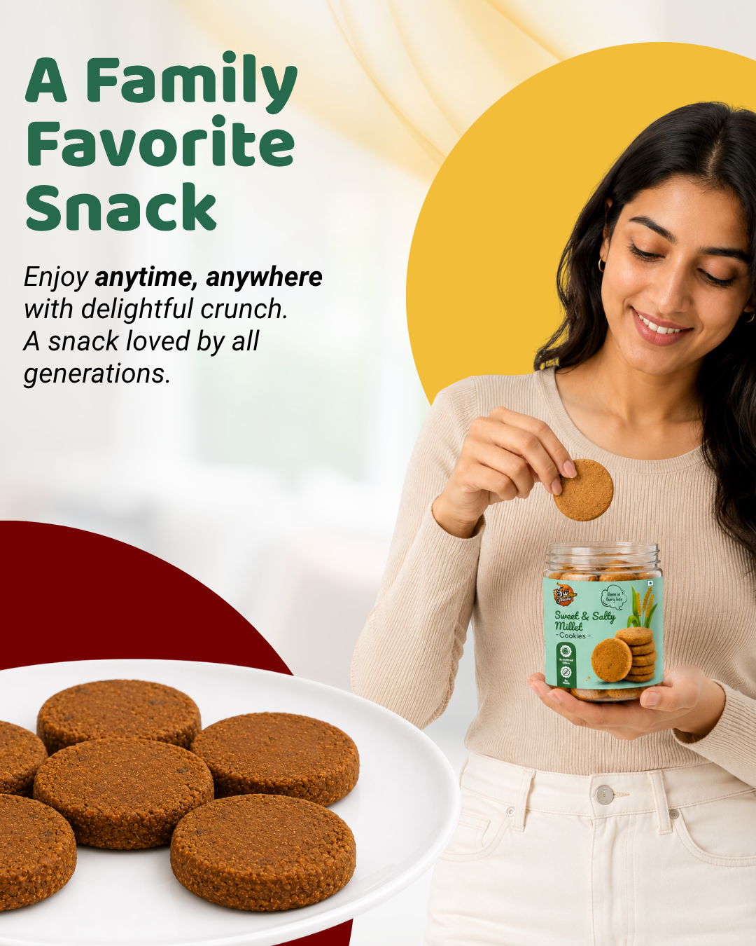 Sri Norukku Theeni Choco Millet & Sweet & Salty Millet Cookies 150g - Combo Pack of 2