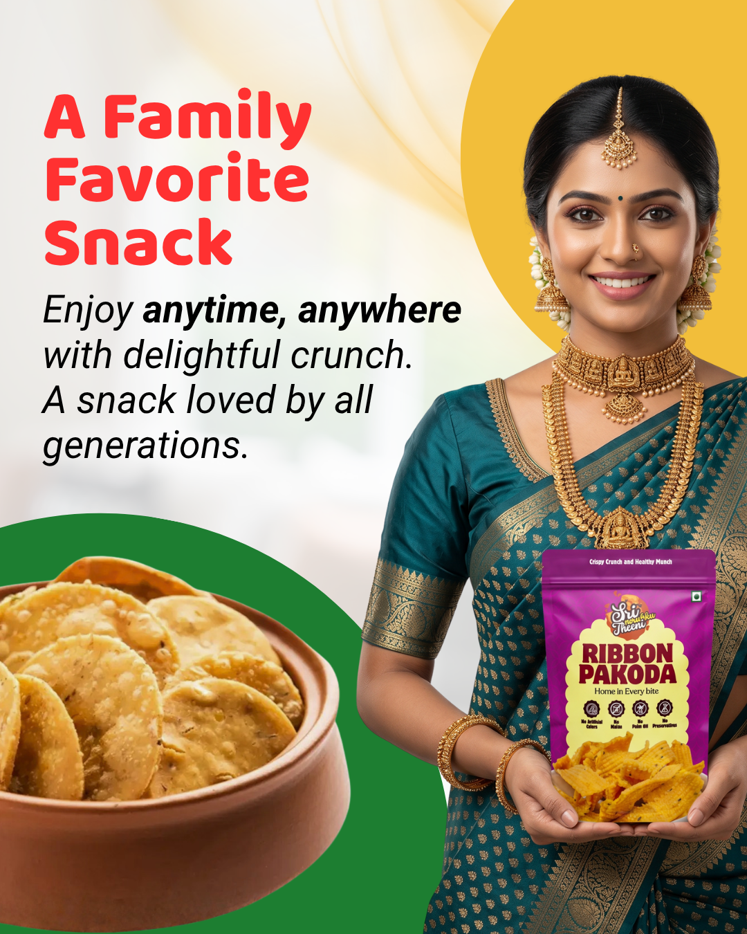 Special Thattai, Ribbon Pakoda & Spicy Thattai Combo Pack of 3 (450g)