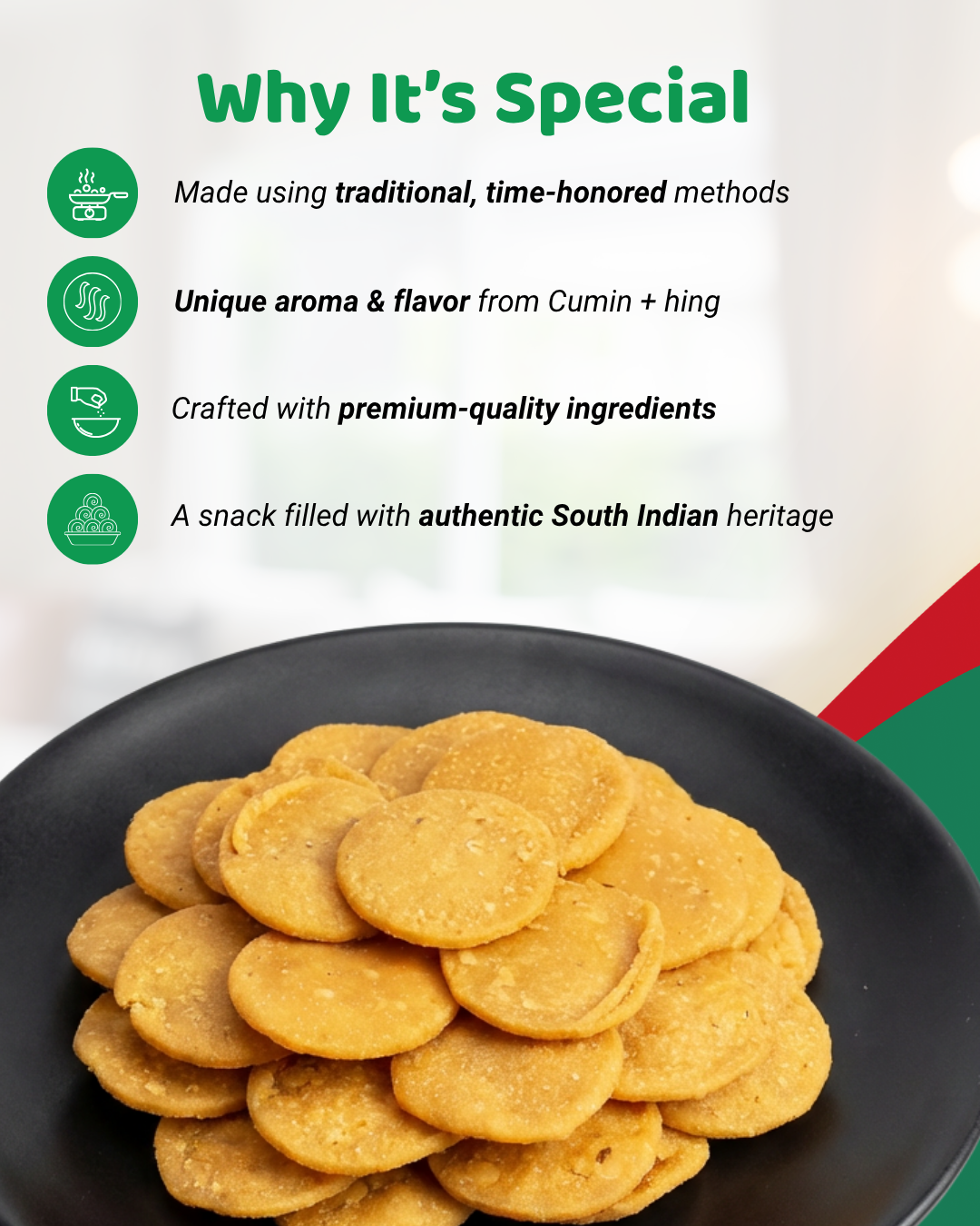 Butter Kai Murukku, Kutti Thattai & Onion Thenkuzhal Murukku Combo Pack of 3