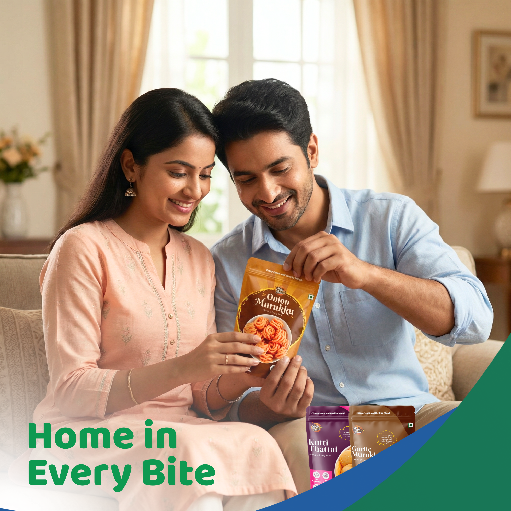 Sri Norukku Theeni Murukku Snacks Combo Pack of 4 (200g) – South Indian Snacks Variety | Coconut Milk Thenkuzhal, Onion Murukku, Garlic Murukku, Kutti Thattai | No Maida | No Preservatives