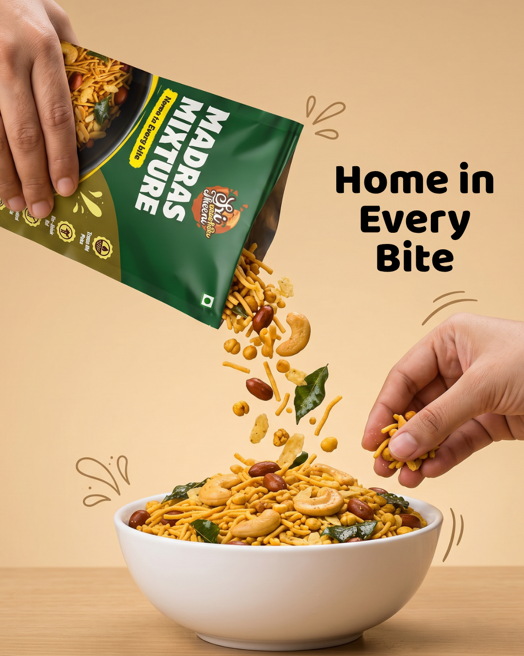 Madras Mixture, Ribbon Pakoda & Spicy Thattai Combo Pack of 3 (450g)