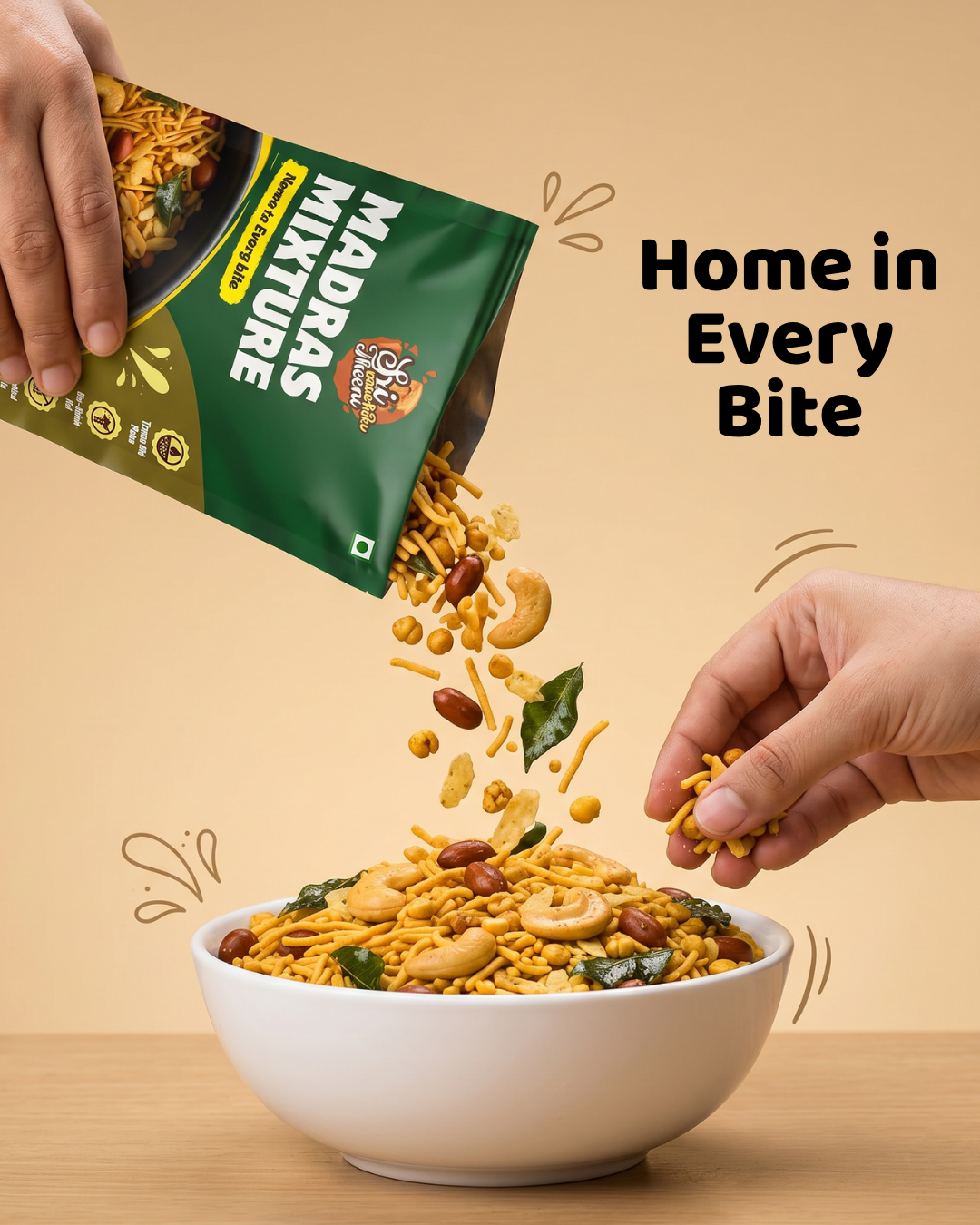 Sri Norukku Theeni Thattai, Mixture & Pakoda Combo Pack of 4 (600g)