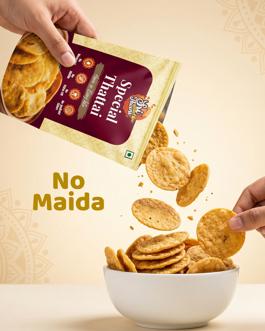 Sri Norukku Theeni Thattai, Mixture & Pakoda Combo Pack of 4 (600g)