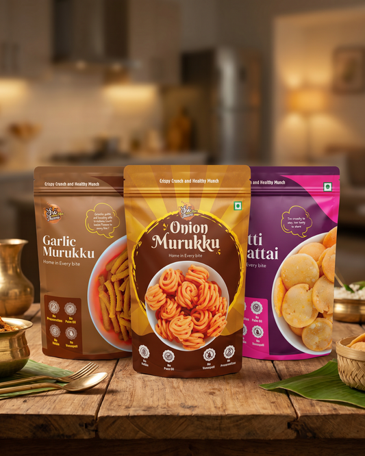 Kutti Thattai, Onion Thenkuzhal Murukku & Garlic Murukku Combo Pack of 3