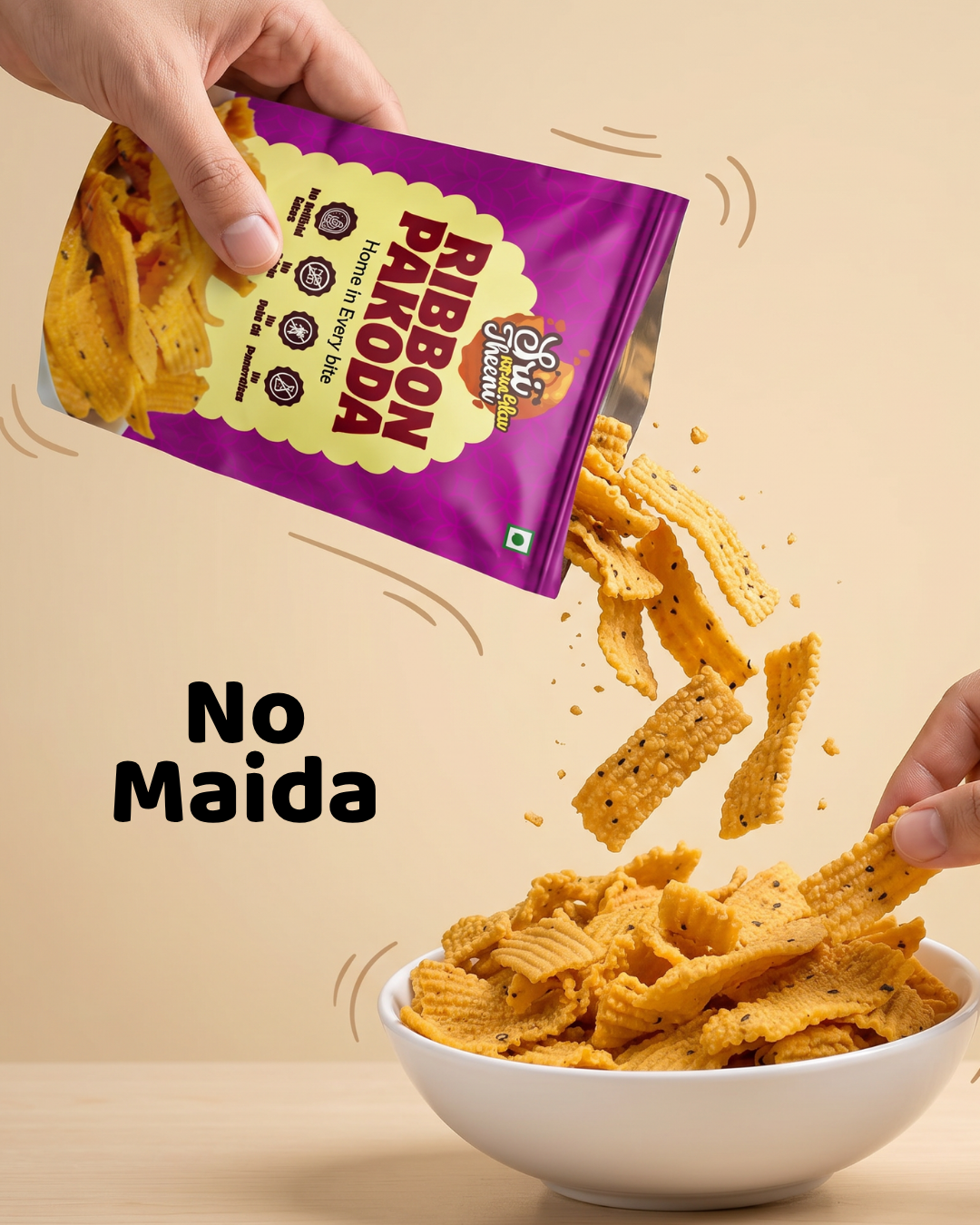 Madras Mixture, Ribbon Pakoda & Spicy Thattai Combo Pack of 3 (450g)