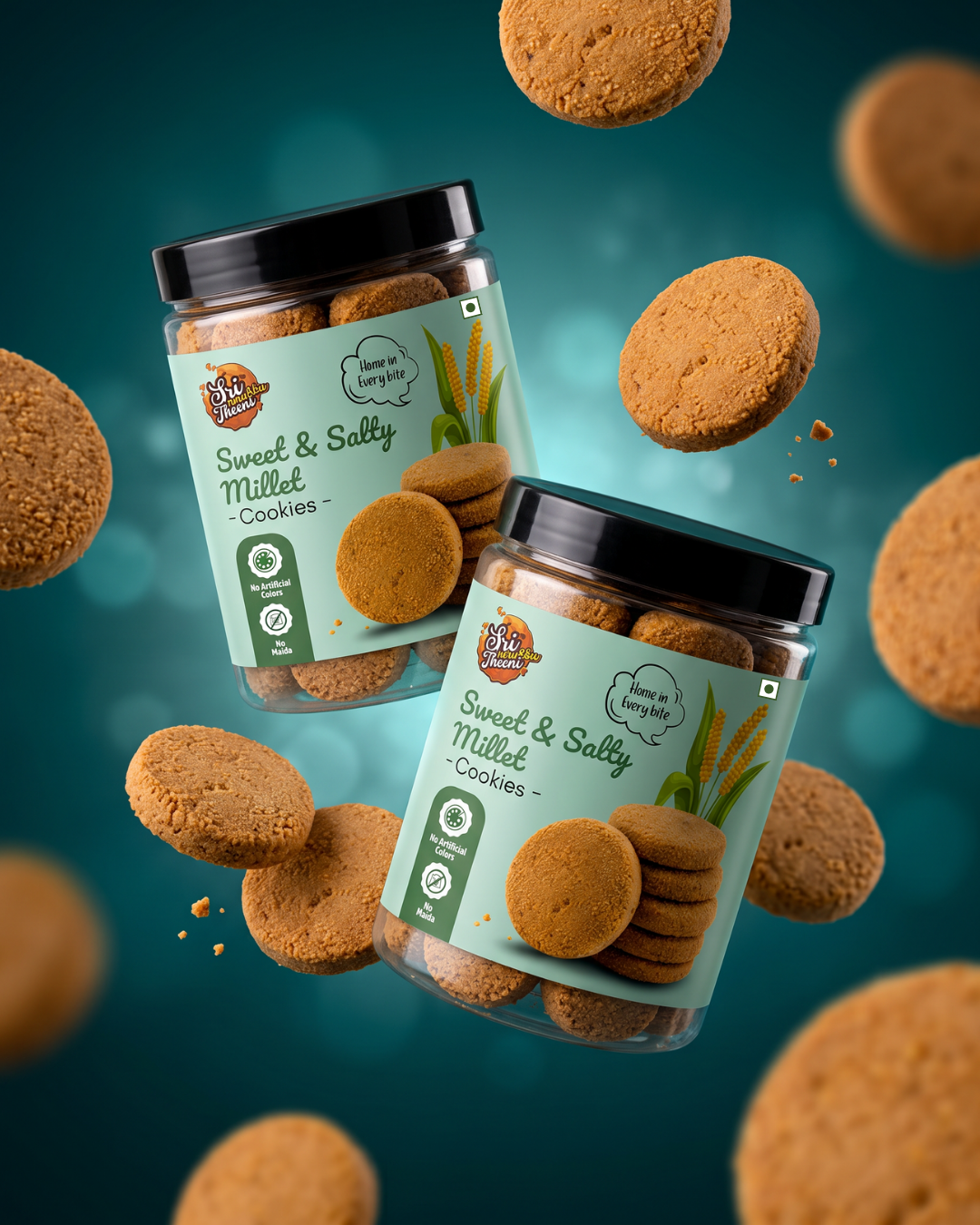 Sri Norukku Theeni Sweet & Salty Millet Cookies with Jaggery 150g - Pack of 2