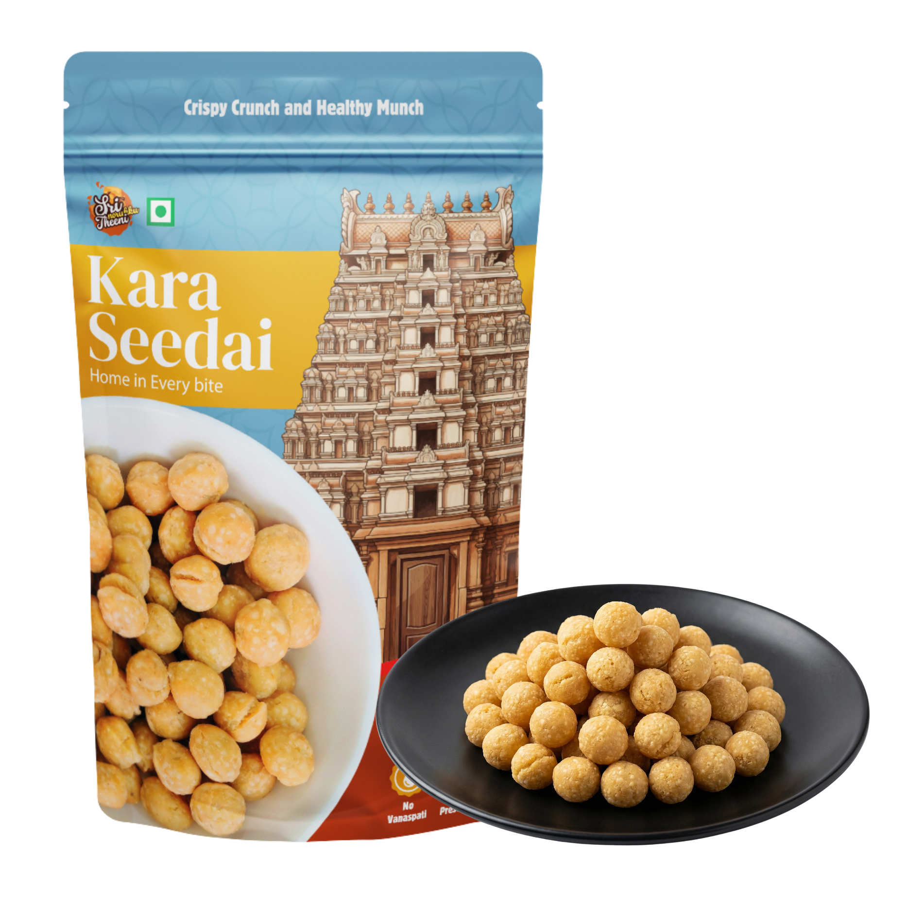Sri Norukku Theeni Kara Seedai 150g | Healthy Snacks | Traditional South Indian Crispy Snack | Made with Rice Flour, Urad Flour & Sesame | No Maida, Palm Oil Free, Preservative Free | Tea Time Crunch