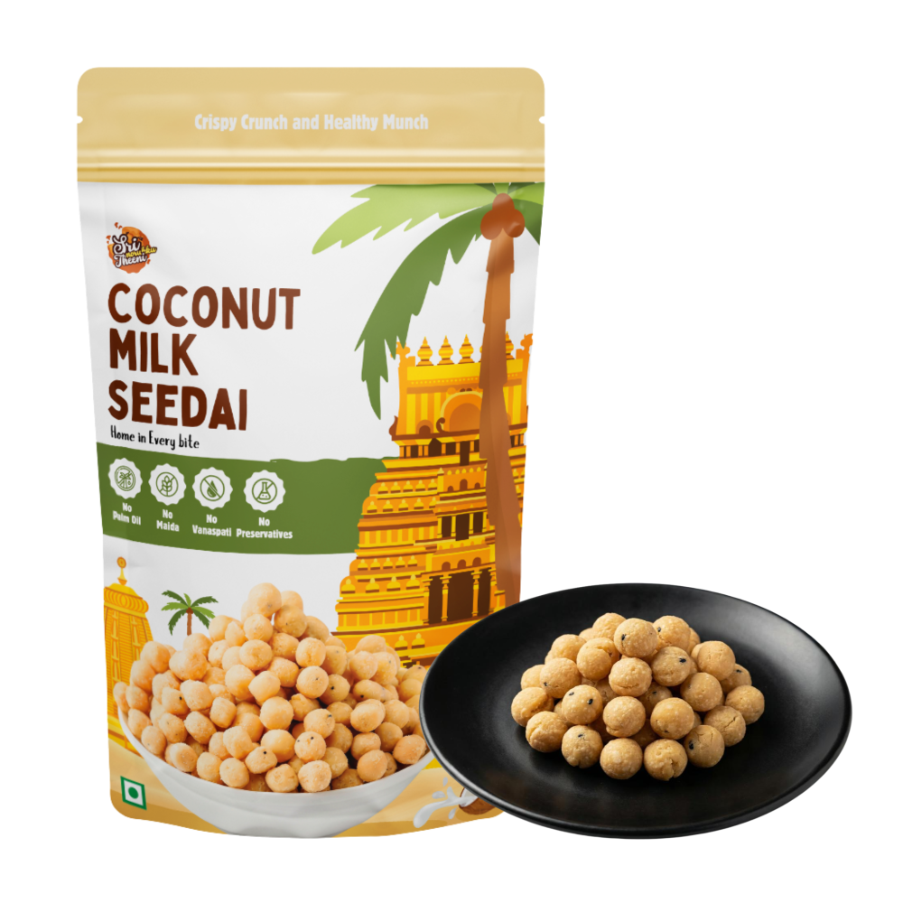 Sri Norukku Theeni Coconut Milk Seedai 150g | Traditional South Indian Snacks | Made with Rice Flour, Urad Flour & Coconut Milk | No Maida, Palm Oil Free | Tea Time Snacks