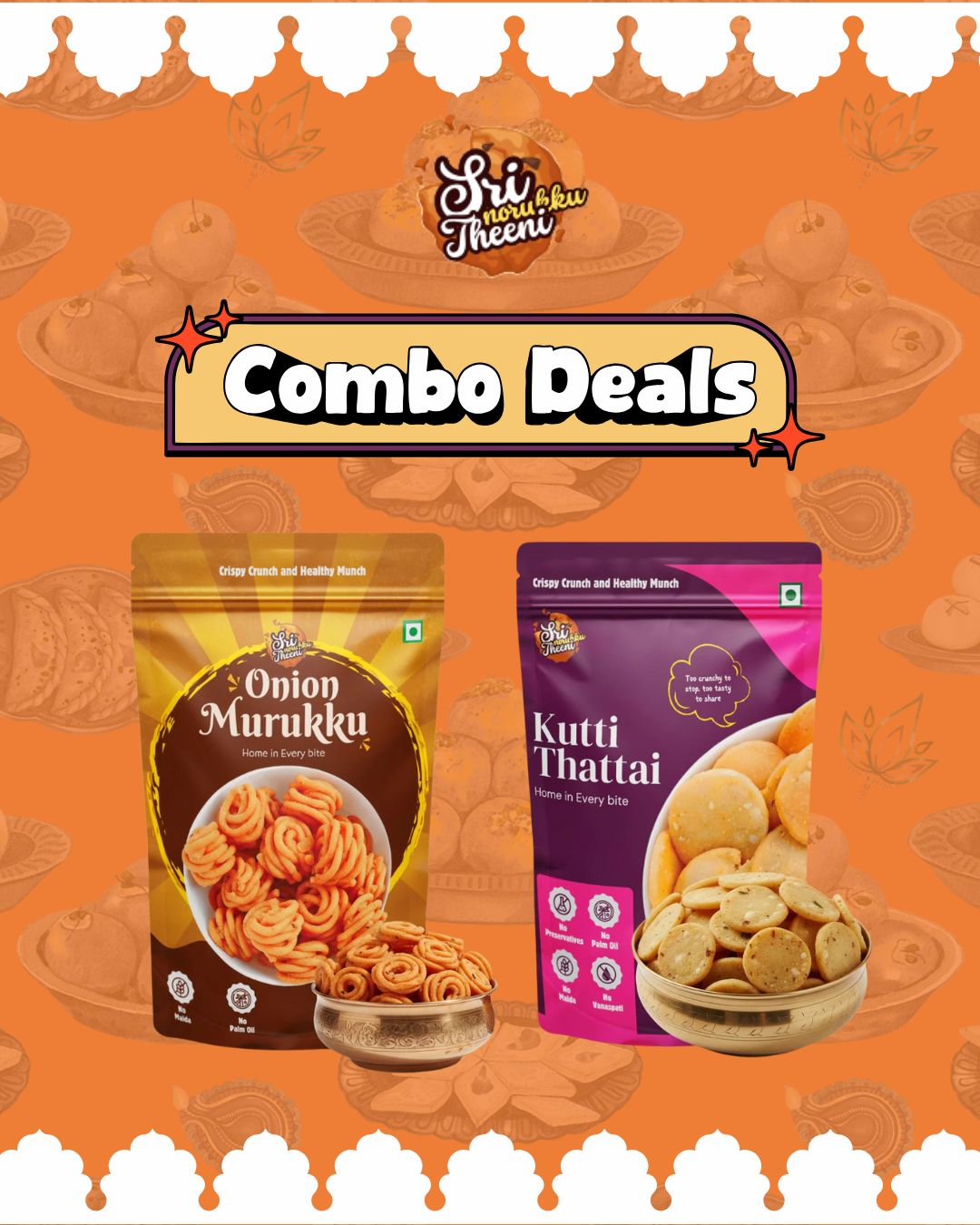 Kutti Thattai & Onion Murukku Combo Pack of 2 (300g)
