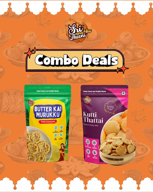 Kutti Thattai & Butter Kai Murukku Combo Pack of 2 (300g)