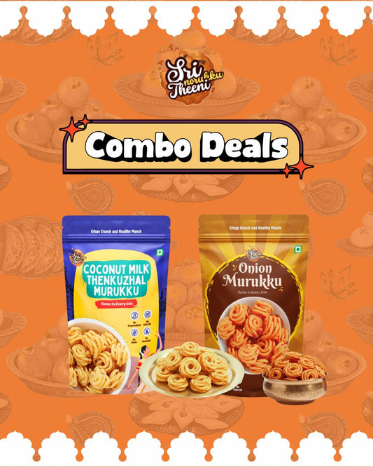 Onion Murukku & Coconut Milk Thenkuzhal Murukku Combo Pack of 2 (300g)