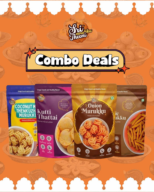 Combo Pack of 4 (600g) with traditional Murukku & Thattai
