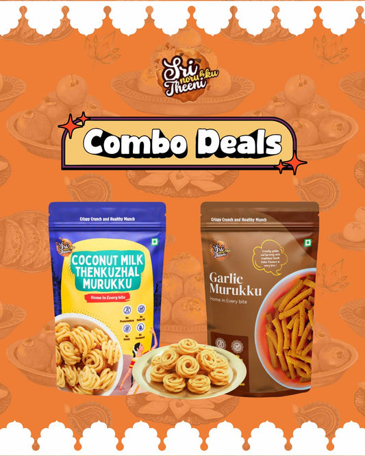 Garlic Murukku & Coconut Milk Thenkuzhal Murukku Combo Pack of 2 (300g)