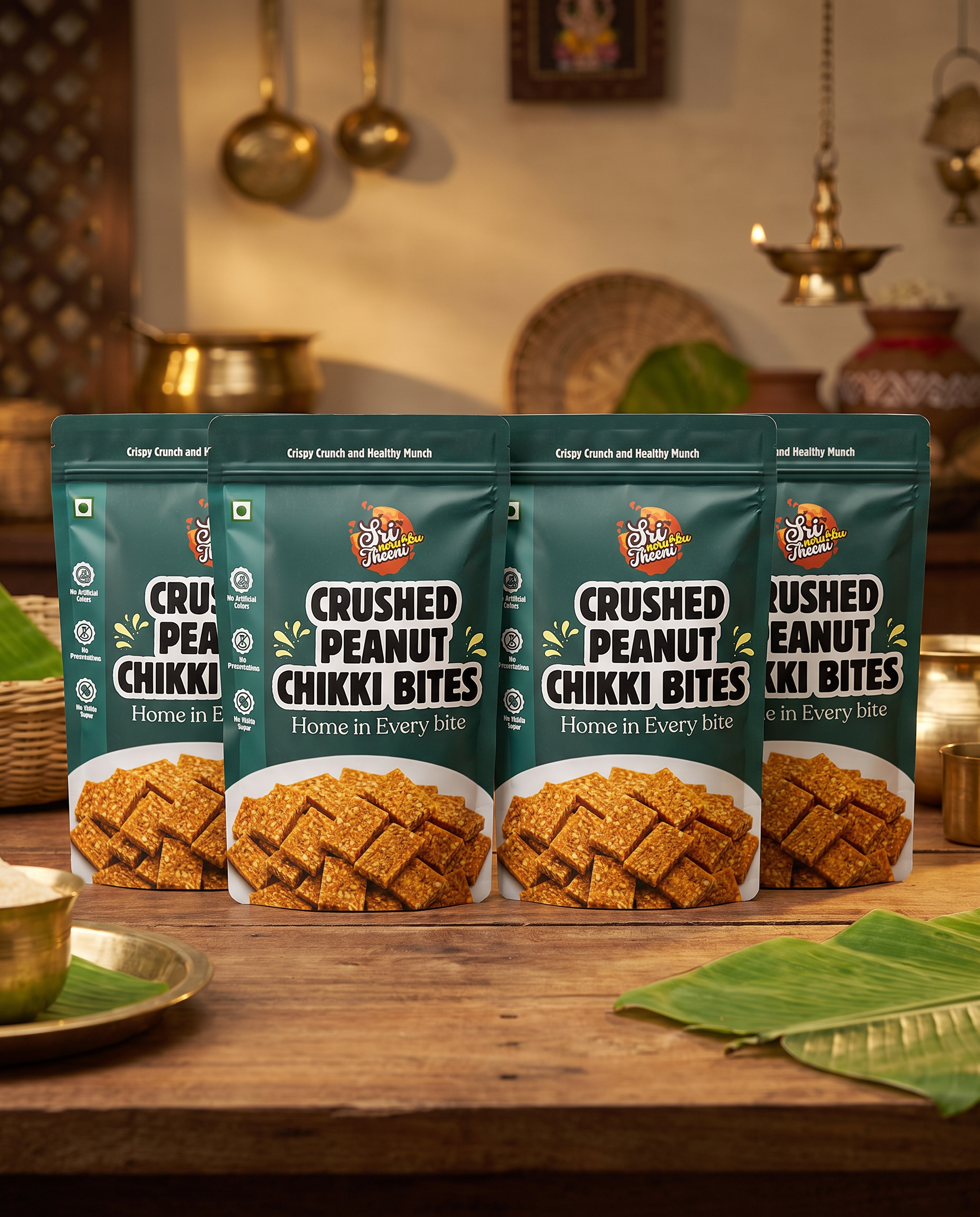 Crushed Peanut Chikki Bites – Pack of 4 (150g Each)