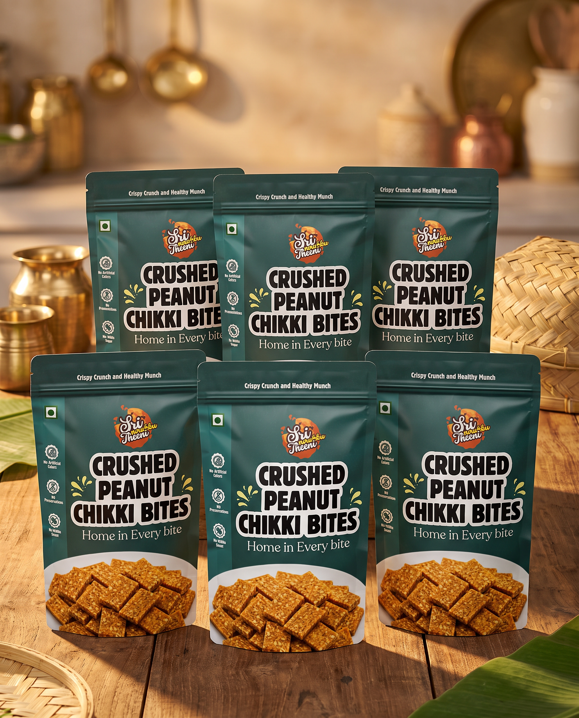 Crushed Peanut Chikki Bites – Pack of 6 (150g Each)