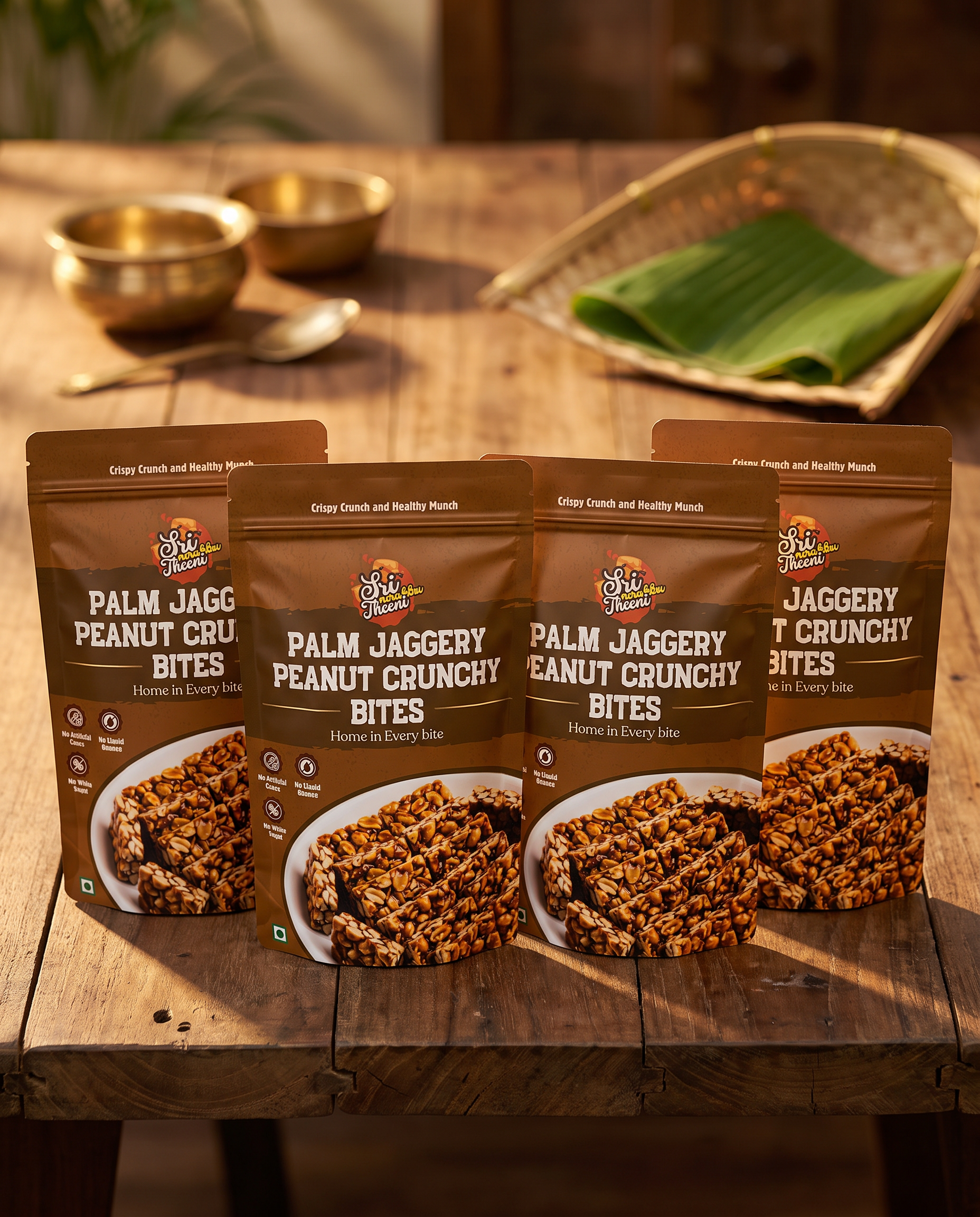 Palm Jaggery Peanut Crunchy Bites – Pack of 4 (150g Each)