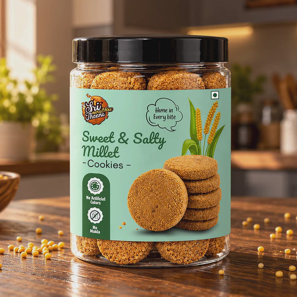 Sri Norukku Theeni Sweet & Salty Millet Cookies with Jaggery 150g - Pack of 2