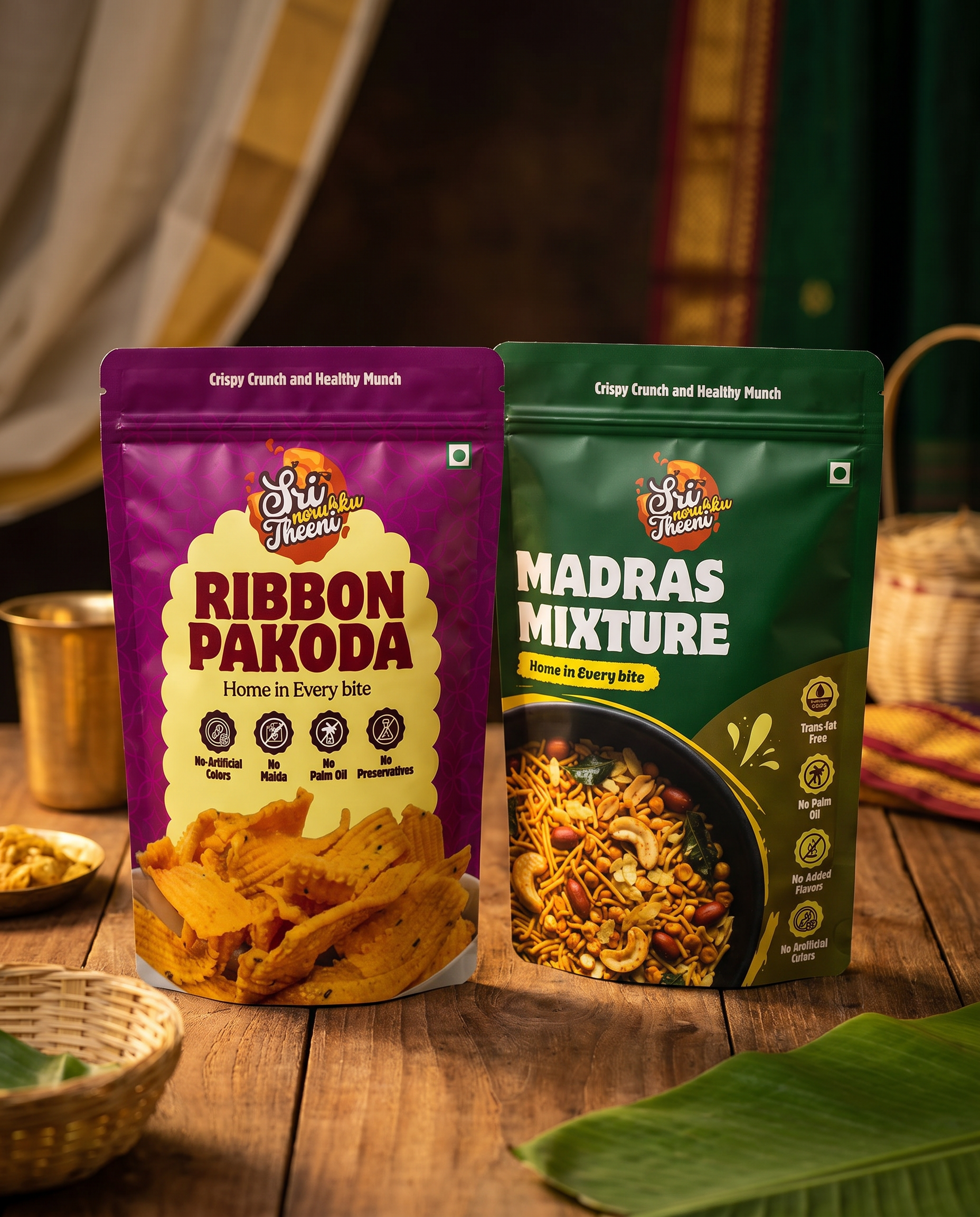 Madras Mixture & Ribbon Pakoda Combo Pack of 2 (300g)