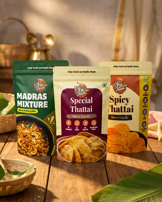 Special Thattai, Madras Mixture & Spicy Thattai Combo Pack of 3 (450g)