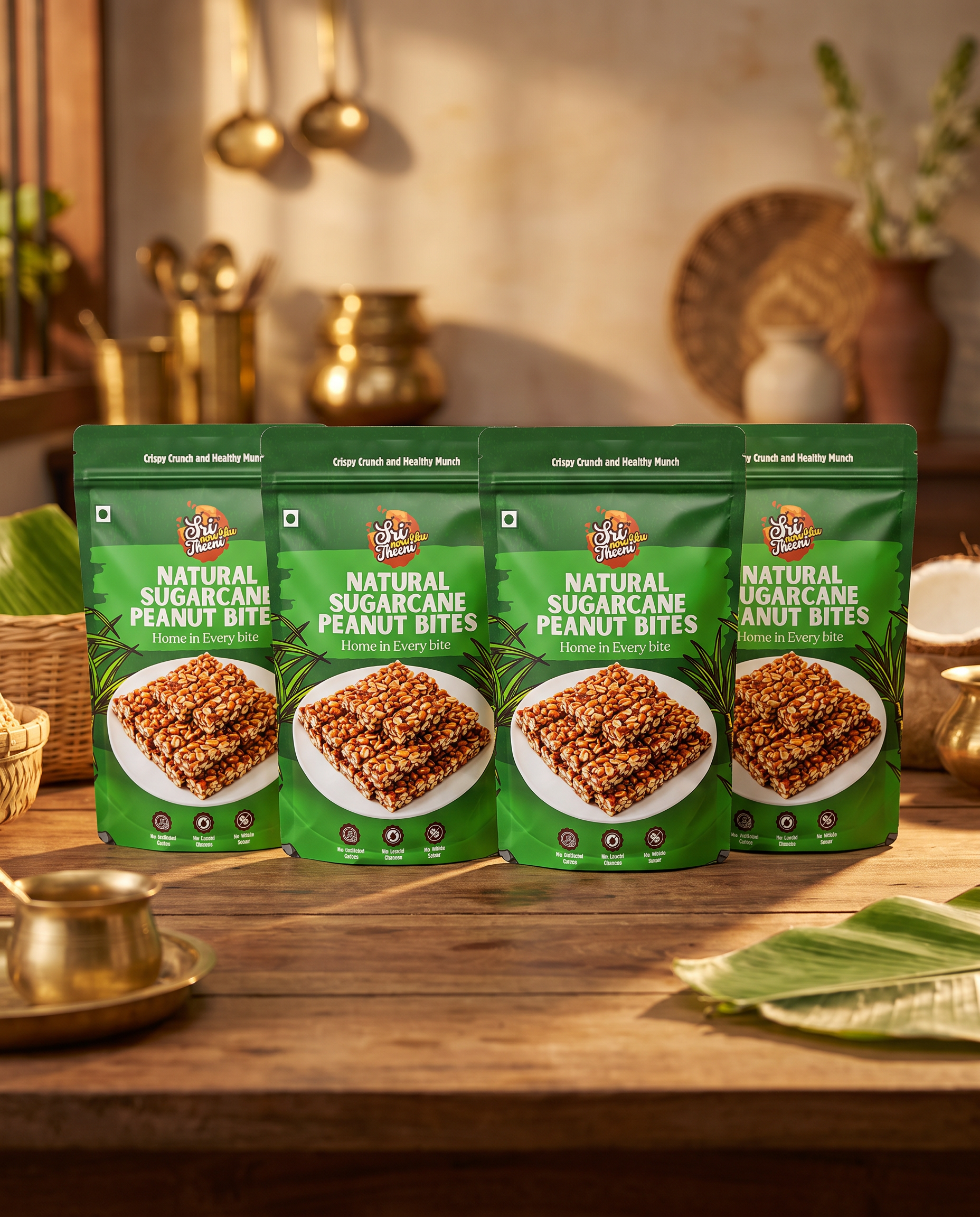 Natural Sugarcane Peanut Bites – Pack of 4 (150g Each)